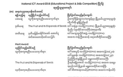 National ICT Awards 2018 Educational Project & Skills Competition ဆုရသူများစာရင်း